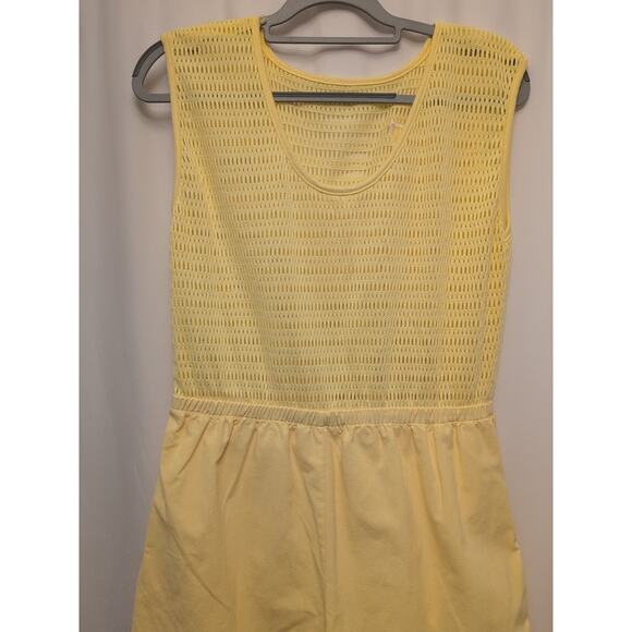 80s womens vtg L here's a hug yellow shorts jumper floral accent - Picture 10 of 13